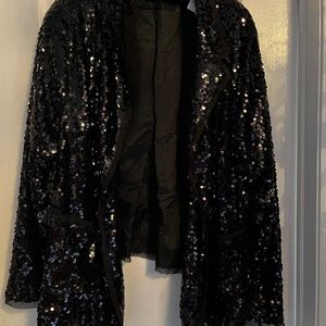 New Joan Rivers Black Sequin Blazer